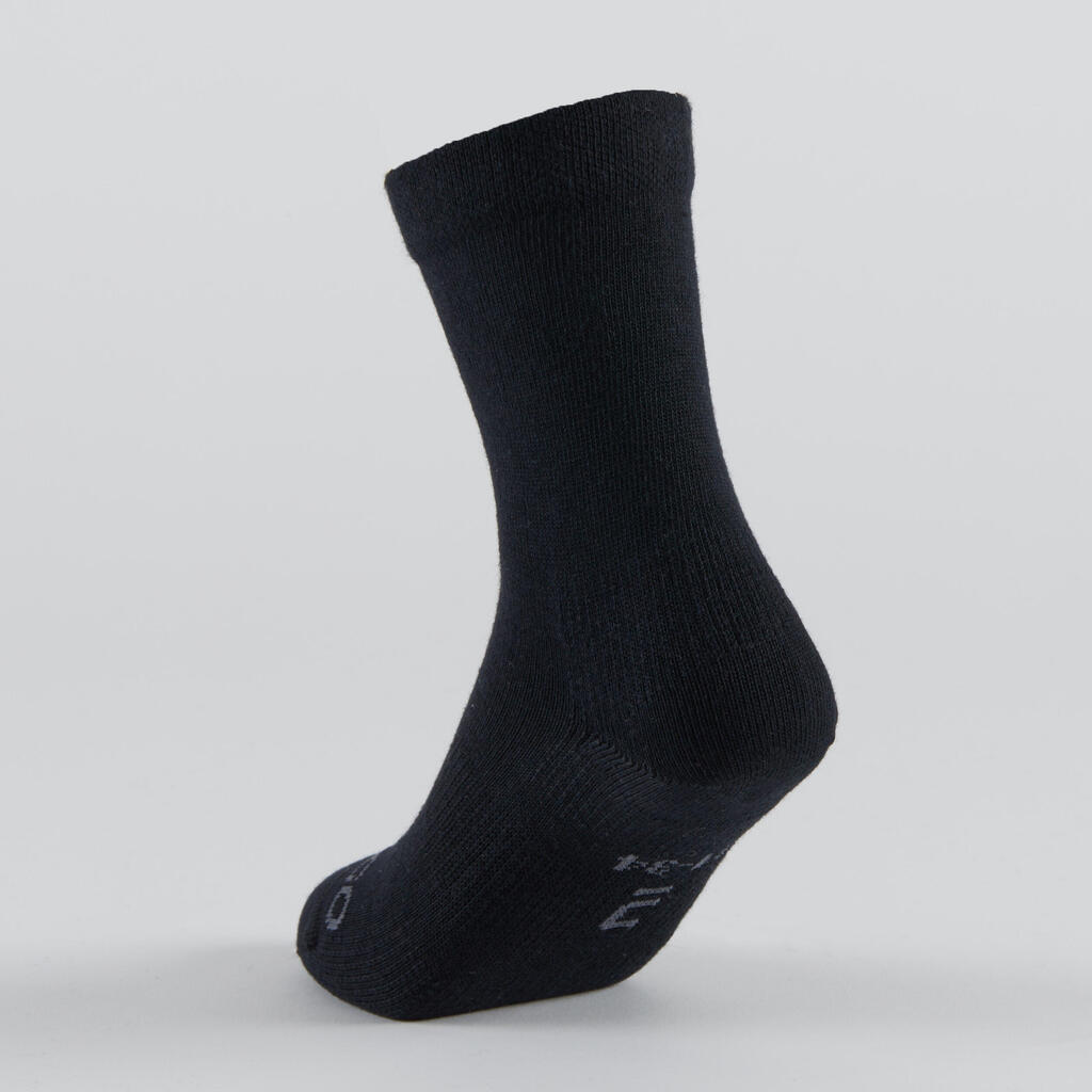 CHAUSSETTES DE SPORT ENFANT HAUTES  ARTENGO RS 160 NOIR GRIS LOT DE 3